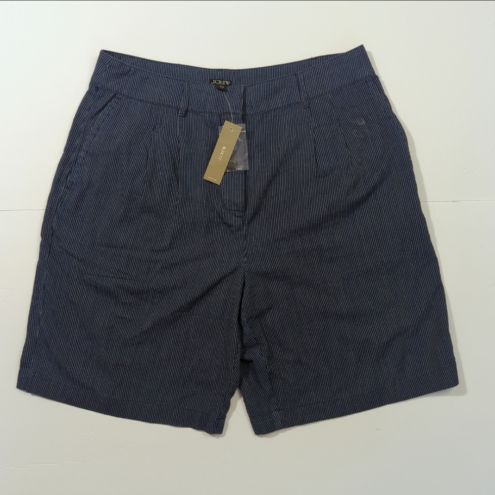 NWT J Crew Blue and White Pinstripe Cotton Shorts - W Size 8 Lightweight Breezy